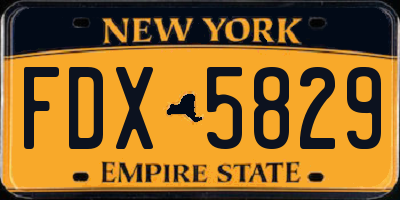 NY license plate FDX5829
