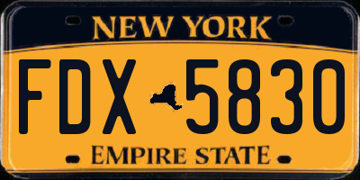 NY license plate FDX5830