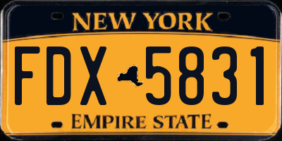 NY license plate FDX5831