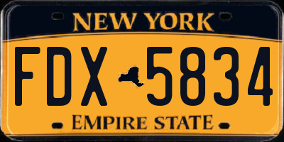 NY license plate FDX5834