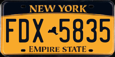 NY license plate FDX5835