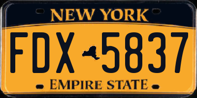 NY license plate FDX5837