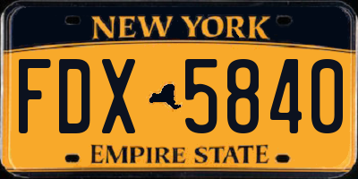 NY license plate FDX5840