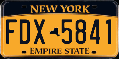 NY license plate FDX5841
