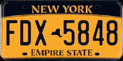 NY license plate FDX5848