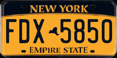NY license plate FDX5850