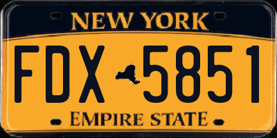 NY license plate FDX5851