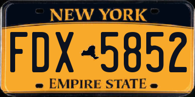 NY license plate FDX5852