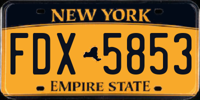 NY license plate FDX5853
