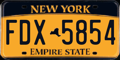 NY license plate FDX5854