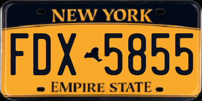 NY license plate FDX5855