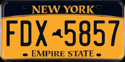 NY license plate FDX5857