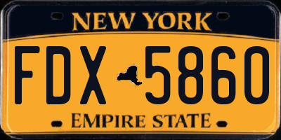 NY license plate FDX5860