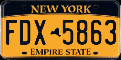 NY license plate FDX5863