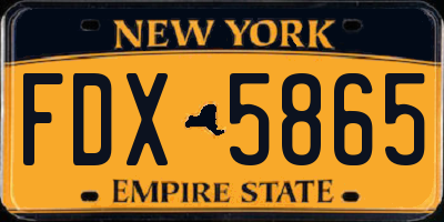 NY license plate FDX5865