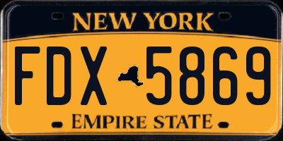 NY license plate FDX5869