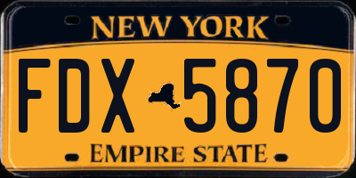 NY license plate FDX5870