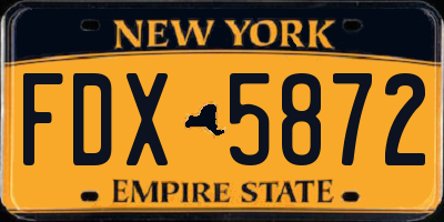 NY license plate FDX5872