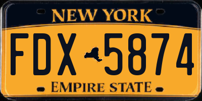 NY license plate FDX5874