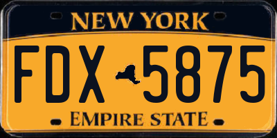 NY license plate FDX5875