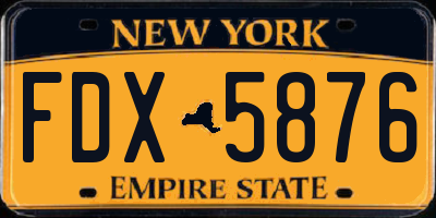 NY license plate FDX5876
