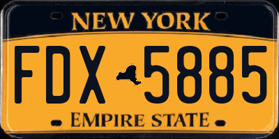 NY license plate FDX5885