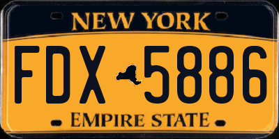 NY license plate FDX5886
