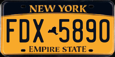 NY license plate FDX5890