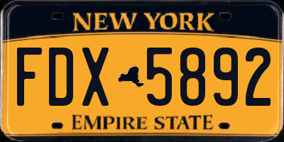 NY license plate FDX5892