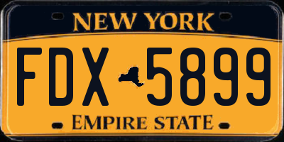 NY license plate FDX5899