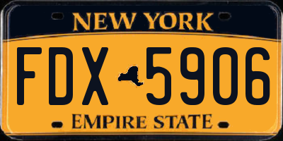 NY license plate FDX5906