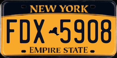NY license plate FDX5908