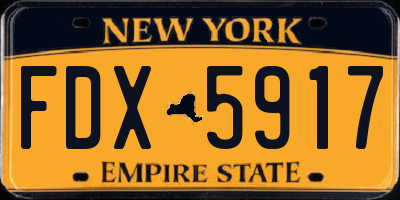 NY license plate FDX5917