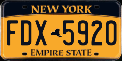 NY license plate FDX5920