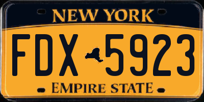NY license plate FDX5923