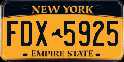 NY license plate FDX5925