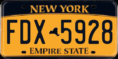 NY license plate FDX5928