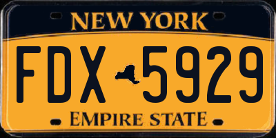 NY license plate FDX5929