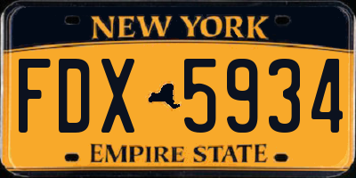 NY license plate FDX5934