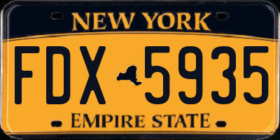 NY license plate FDX5935