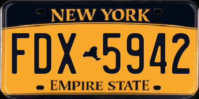 NY license plate FDX5942