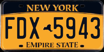 NY license plate FDX5943