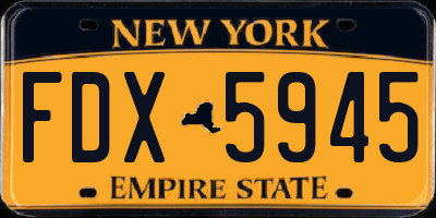 NY license plate FDX5945