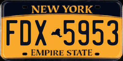 NY license plate FDX5953