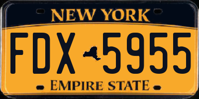 NY license plate FDX5955