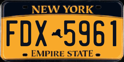 NY license plate FDX5961