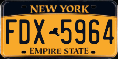NY license plate FDX5964