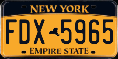 NY license plate FDX5965