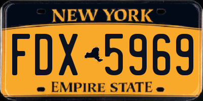 NY license plate FDX5969