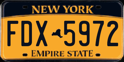 NY license plate FDX5972